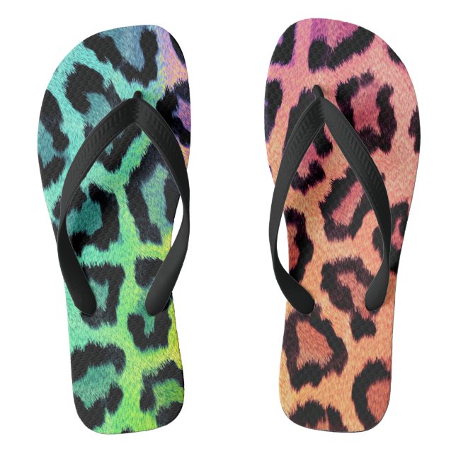 Chinelos arco-íris de leopardo bg (Pé da cama)