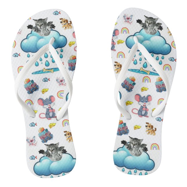 Chinelos Arco-Íris Gato Cachorro Ratos Queijo Peix (Pé da cama)