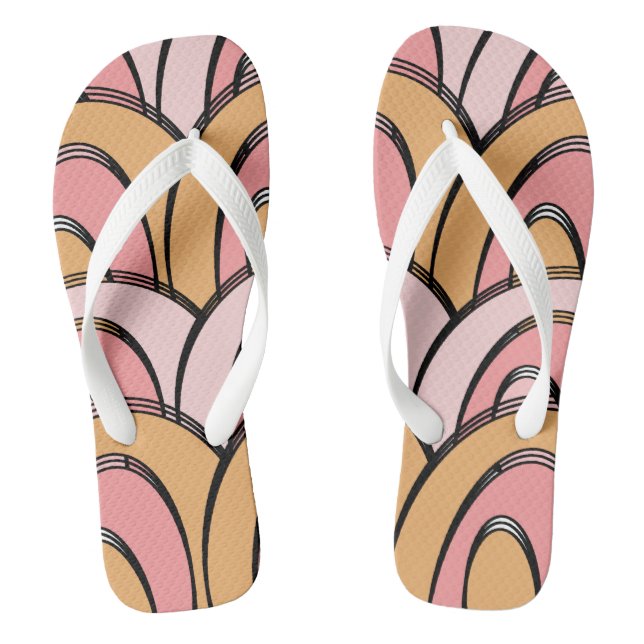 Chinelos Arco-íris Groovy Laranja Rosa Padrão (Pé da cama)