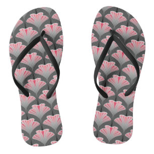 Chinelos Art Deco Lily, Cinzas/Cinzas e Coral Rosa