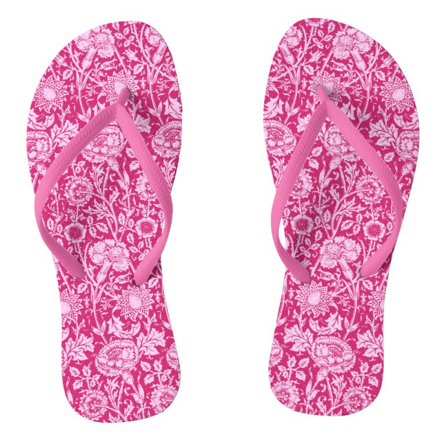 Chinelos Art Nouveau Carnação Damask, Fuchsia Rosa (Pé da cama)