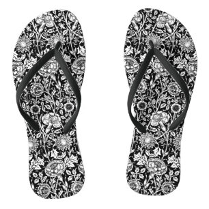 Chinelos Art Nouveau Carnação Damask, Preto e Branco
