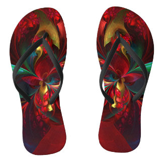 Chinelos Arte abstrata floral moderna padrão vermelho e ver