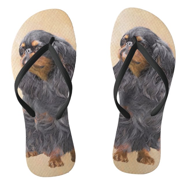 Chinelos Arte Animal Original Pintura Inglesa Toy Spaniel (Pé da cama)