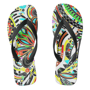 Chinelos Arte Fantástica de Esboço - Flores de Abstrato 3
