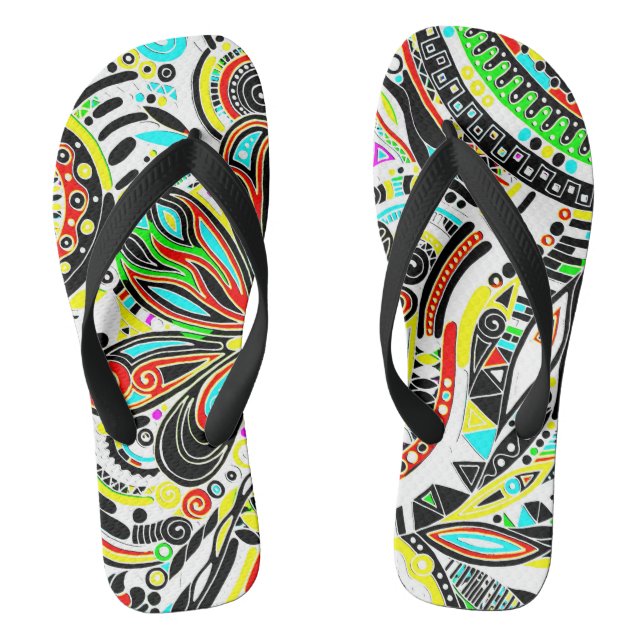 Chinelos Arte Fantástica de Esboço - Flores de Abstrato 3 (Pé da cama)