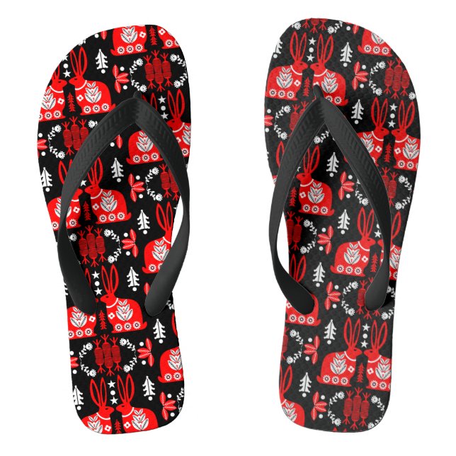 Chinelos Arte Foliar Nórdica Escandinava do Coelho (Pé da cama)