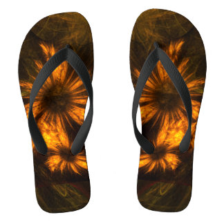 Chinelos Arte Fractal Abstrata Dourada Jardim Mystique