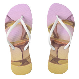 Chinelos Arte Fractal Rosa Dourado Moderno Abstrato