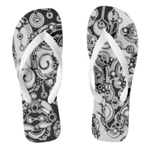 Chinelos Arte Geométrica Preta E Branca 3