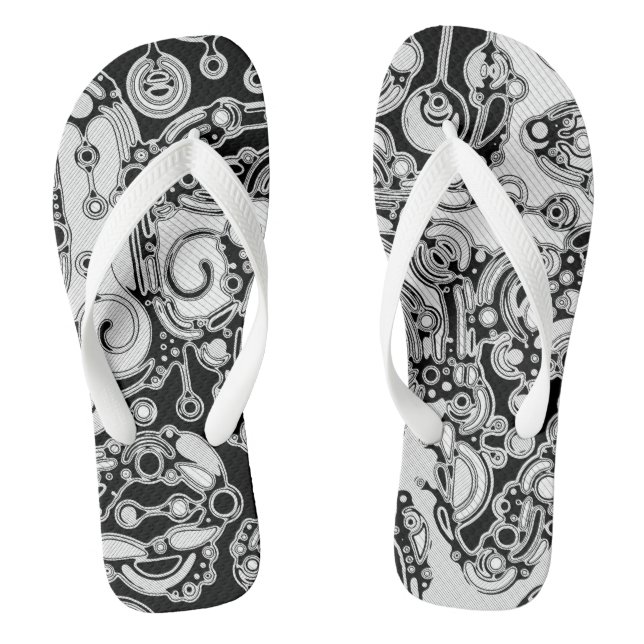Chinelos Arte Geométrica Preta E Branca 3 (Pé da cama)