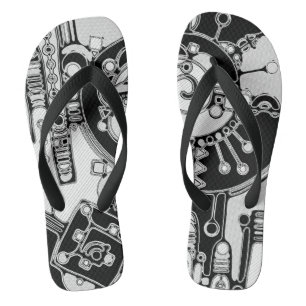 Chinelos Arte Geométrica Preta E Branca 4