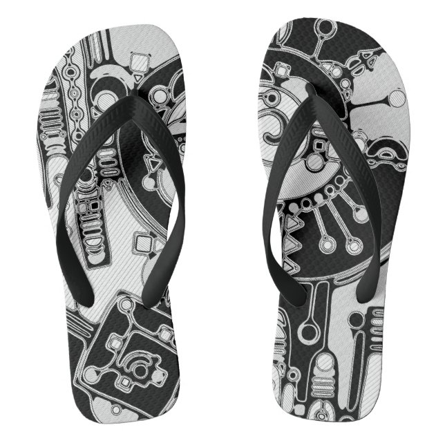 Chinelos Arte Geométrica Preta E Branca 4 (Pé da cama)