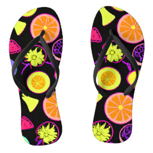 Chinelos Artesanato de Frutas Neon Vibrantes