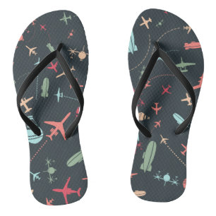 Chinelos Avião Negro e Padrão de Aviação