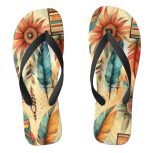 Chinelos Aztec Boho Tribal Blue Feeds
