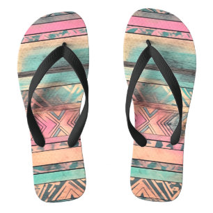 Chinelos Aztec Tribal Azul-Sudoeste E Rosa