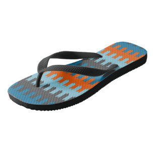 Chinelos Azul Laranja e Geométrico Cinza