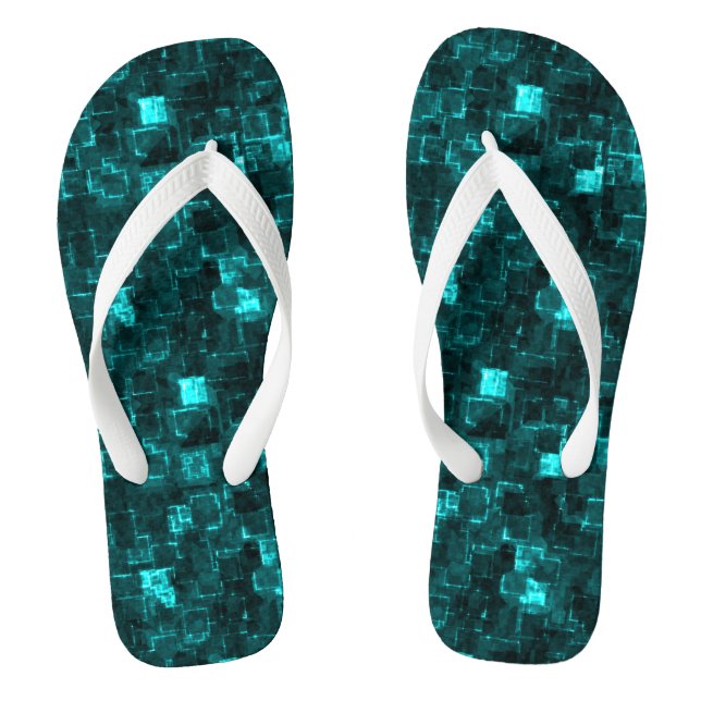 Chinelos Azulejos Digital Aqua Glimmer (Pé da cama)