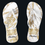 Chinelos Bachelorette de Casamento da Noiva Branca Dourada<br><div class="desc">Elegante,  chic,  e padrões de mármore branco e ouro impresso moderno,  chinelos de guarda noiva. Este design clássico e sofisticado é perfeito para a classe,  a moda e a na moda. Vista-os à sua festa de solteira ou a qualquer evento pré-casamento. Todas as impressão de fotos.</div>