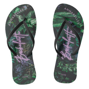 Chinelos Bachelorette de neon roxa brilhante moderna