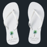 Chinelos Bachelorette de Noiva de Árvore Moderna<br><div class="desc">Chinelos personalizados de solteiros com "tribo de noiva" em letra moderna de escrita e palmeira tropical de aquarela. Personalize com o nome - compre um para cada mulher.</div>