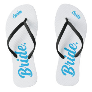 Chinelos Bachelorette personalizada Bride céu azul e branco