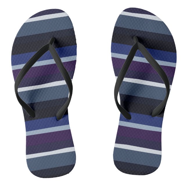 Chinelos Bandas Abstrato azuis e roxas (Pé da cama)