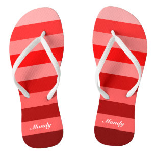 Chinelos Bandas de Bloco Vermelho Monocromático Personaliz