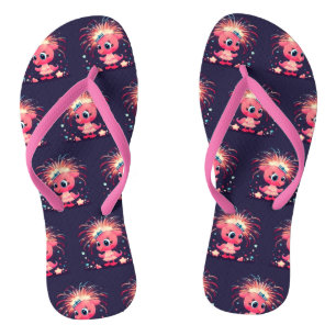 Chinelos Bandeira Americana com Cartoon Flamingo69218