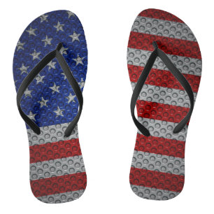 Chinelos Bandeira Americana de Aço Metálico e Fibra de Carb