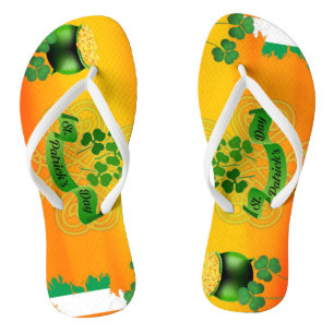 Chinelos Bandeira do Dia de São Patrício Laranja Trevo Cald