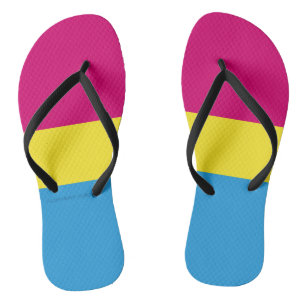 Chinelos bandeira do orgulho pansexual SlipperyJoe rosa âmb