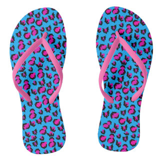 Chinelos Bats Estampa de Leopardo Azul Roxo Preto