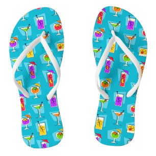 Chinelos Bebidas tropicais havaianas retros do happy hour