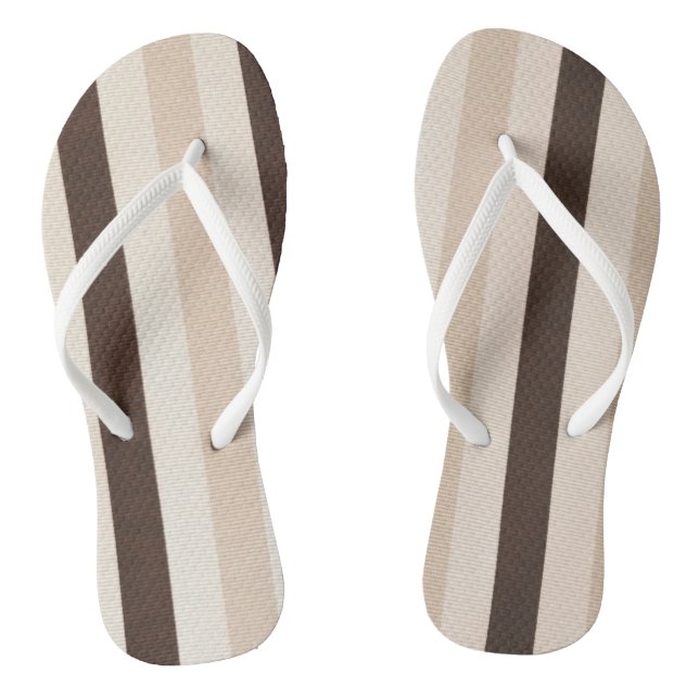 Chinelos Beige Brown White Stripe (Pé da cama)