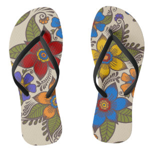 Chinelos Belo Retro Boho Floral Design