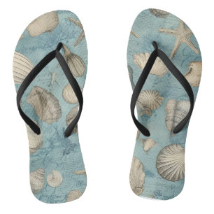 Chinelos Belos Conchas Vintage em Azul