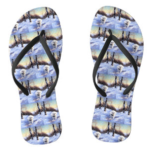 Chinelos Bichon Frise Deixe-A Neve Natal