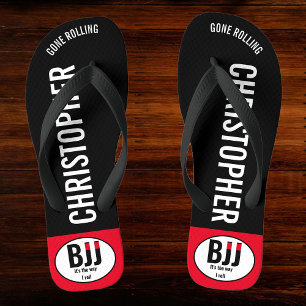 Chinelos BJJ Black Belt Rolling Adicionar Seu Nome Jiu Jits