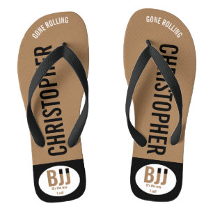 Chinelos BJJ Brown Belt Rolling Adicione Seu Nome Jiu Jitsu