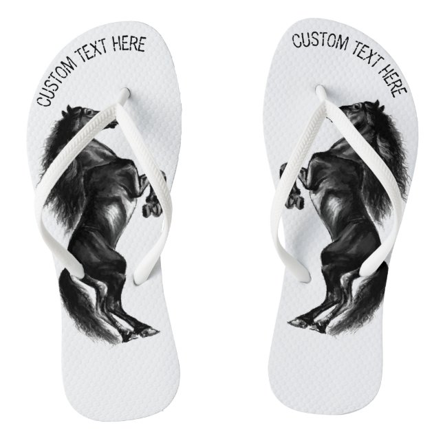 Chinelos Black Horse com Texto Personalizado (Pé da cama)