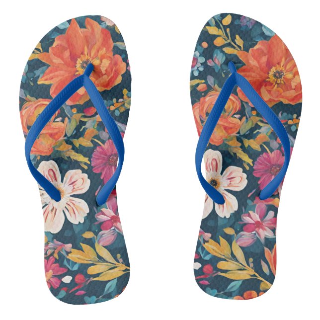 Chinelos Blossomas da Esperança: Arte Gráfica Floral Vibran (Pé da cama)