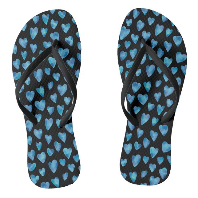 Chinelos Blue Love Heart Watercolor (Pé da cama)
