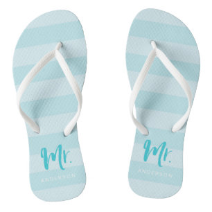 Chinelos Blue Stripes Personalize com o nome Sr.