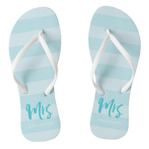 Chinelos Blue Stripes Personalize com o nome Sra.