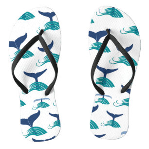 Chinelos Blue Whale Tail Waves Sea Animal Ocean Marine