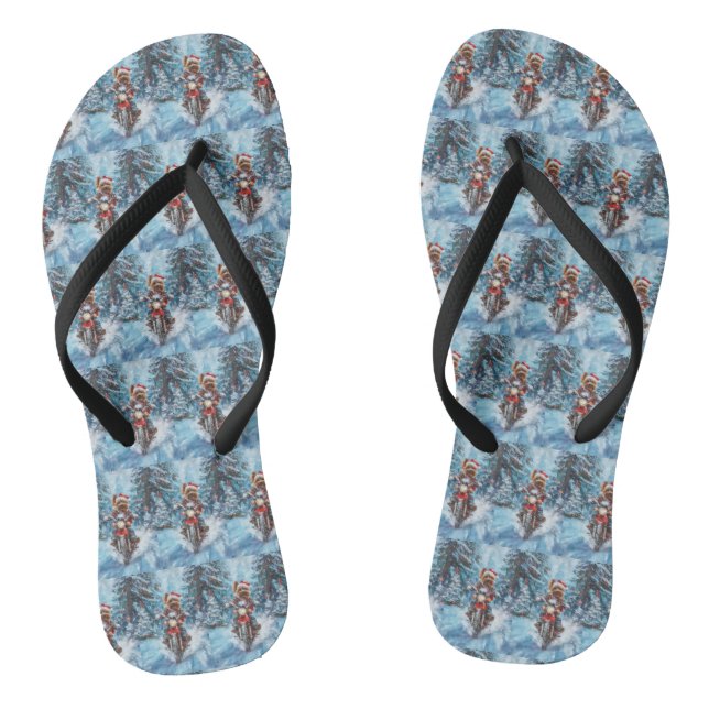 Chinelos Boewer Terrier Dog Dirigindo Motocicleta Natal (Pé da cama)