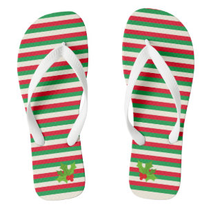 Chinelos Bonita Trendy Red e Green Strike de Natal Holly