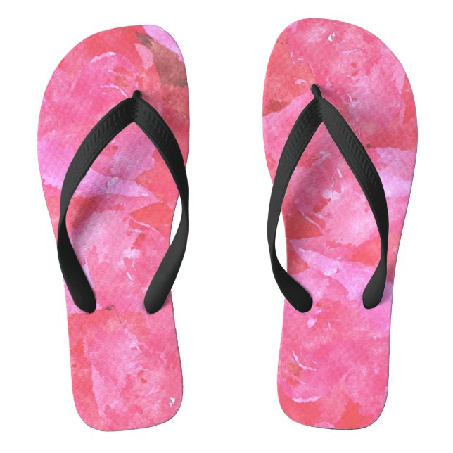 Chinelos Bonito Rosa Rosa Watercolor Damas (Pé da cama)